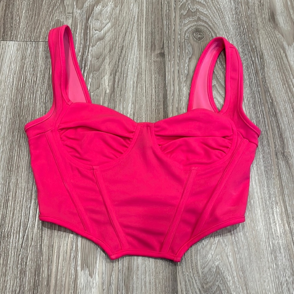 Pink cropped corset top